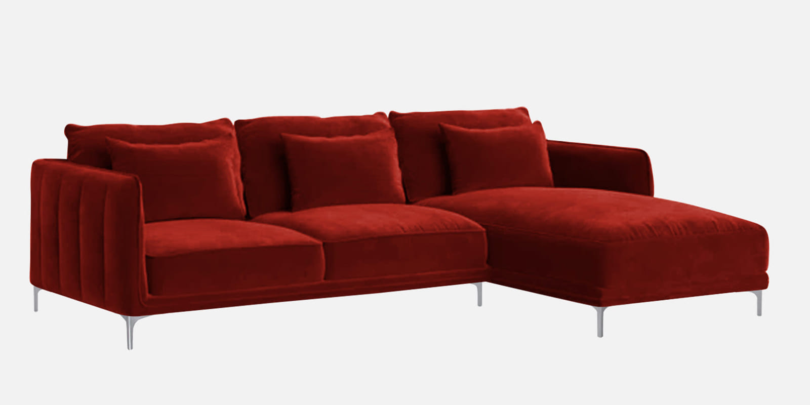 Lovable Two Seater Sofa with LHS Lounger in Red Colour - Dreamzz ...