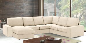 Kappa Sleek RHS Sofa with Lounger in Light Beige