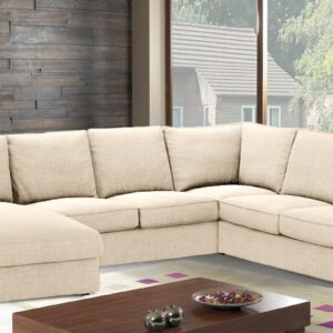 Kappa Sleek RHS Sofa with Lounger in Light Beige