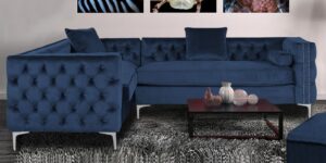 Tidafors Classic LHS Sofa in Velvet Blue Colour by Dreamzz Furniture