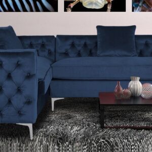 Tidafors Classic LHS Sofa in Velvet Blue Colour by Dreamzz Furniture