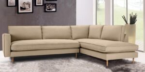 Modular LHS 3 Seater Sofa with Lounger in Beige Colour by Dreamzz Furniture