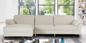 Honora RHS Sofa with Lounger in Beige Colour by Dreamzz Furniture