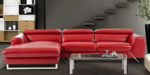Ultra Modern RHS 2 Seater Sofa with Lounger in Red Colour by Dreamzz Furniture