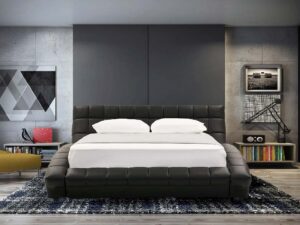 Essential King Size Upholstered Bed in Black Colour by Dreamzz Furniture