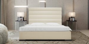 Elegant Queen Size Upholstered Bed in Beige Colour by Dreamzz Furniture
