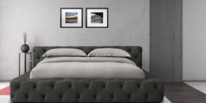 Exquisite King Size Upholstered Bed in Dark Grey Colour by Dreamzz Furniture