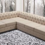 Royal Corner Sectional Sofa with Tufted Back in Beige Colour by Dreamzz Furniture