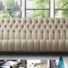 Obeisance Tufted Upholstered 3 Seater Sofa in Beige colour by Dreamzz Furniture