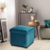 Jade Cubic Ottoman In Blue Colour