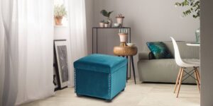 Jade Cubic Ottoman In Blue Colour