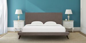 Aurora Queen Size Upholstered Bed In Grey Colour