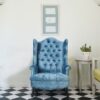 Arnova Velvet Wing Chair in Blue Colour by Dreamzz Furniture