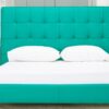 Gemutlich Upholstered Leatherette Queen Size Bed (without Storage) in Green Colour