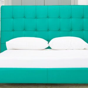 Gemutlich Upholstered Leatherette Queen Size Bed (without Storage) in Green Colour