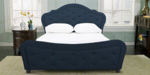 Magnum Queen Size Upholstered Bed in Blue Colour by Dreamzz Furniture