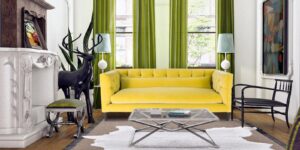 Elegant 2 Seater Sofa In Yellow Colour