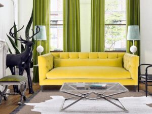 Elegant 2 Seater Sofa In Yellow Colour