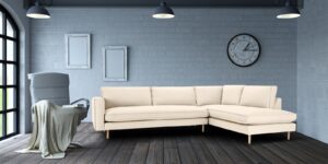 Modular LHS 3 Seater Sofa with Lounger in Light Beige Colour