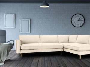 Modular LHS 3 Seater Sofa with Lounger in Light Beige Colour