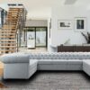 Impressive Chesterfield U Shape Sectional Sofa in Light Grey Colour