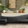 Vivacious Sofa with Lounger in Dark Grey Colour