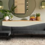 Vivacious Sofa with Lounger in Dark Grey Colour