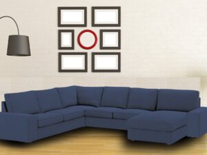 Kappa Sleek LHS Sofa with Lounger in Blue Colour