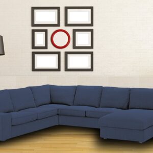 Kappa Sleek LHS Sofa with Lounger in Blue Colour