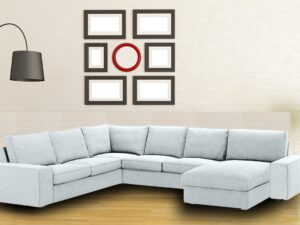 Kappa Sleek LHS Sofa with Lounger in Light Grey Colour