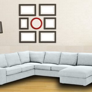 Kappa Sleek LHS Sofa with Lounger in Light Grey Colour