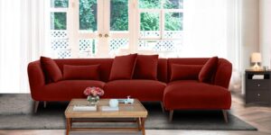 Distinguished LHS Two Seater Sofa withLounger in Red Colour