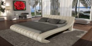 Oscar King Size Upholstered Bed in Light Cream Colour by Dreamzz Furniture