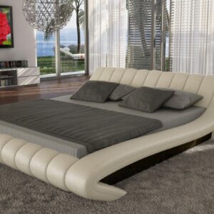 Oscar Queen Size Upholstered Bed in Light Cream Colour by Dreamzz Furniture