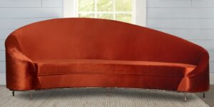 Charismatic Three Seater Sofa In Orange Velvet