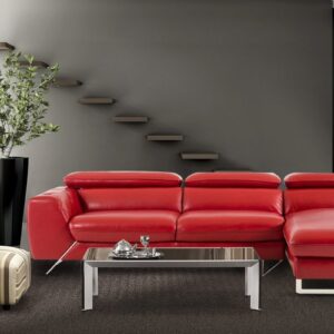 Ultra Modern LHS 2 Seater Sofa with Lounger in Red Colour by Dreamzz Furniture