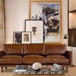 Amigo Three Seater Upholstered Sofa In Tan Brown Leatherette