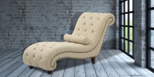 Comfortable Tufted Lounge Chaise In Beige Colour