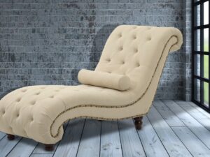 Comfortable Tufted Lounge Chaise In Beige Colour