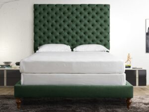 Progressive King Size Upholstered Bed in Classic Green Colour by Dreamzz Furniture