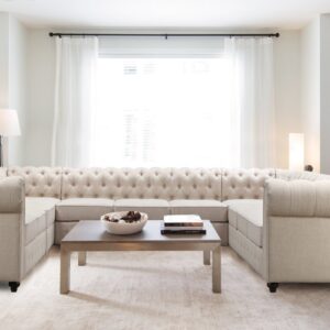 Impressive Chesterfield U Shape Sectional Sofa in Beige Colour by Dreamzz Furniture