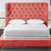 Henrik Stylish  Tufted Upholstered Bed In Orange Colour