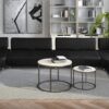 Gwendolyn Luxurious C Shape Sofa in Black Lethearette