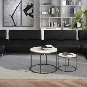 Gwendolyn Luxurious C Shape Sofa in Black Lethearette