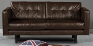 Amaranete Two Seater Sofa In Brown Leatherette