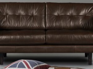 Amaranete Two Seater Sofa In Brown Leatherette