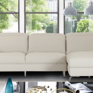 Honora LHS Sofa with Lounger in Beige Colour by Dreamzz Furniture