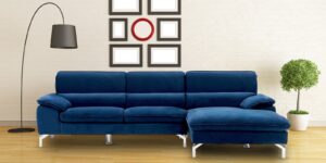 Libby LHS Sofa with Lounger in Blue Colour by Dreamzz Furniture