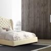 Vintage Chic Queen Size Bed In White Leatherette