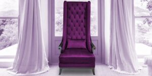 Alexis Premium High Back Arm Chair In Purple.